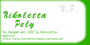 nikoletta pely business card